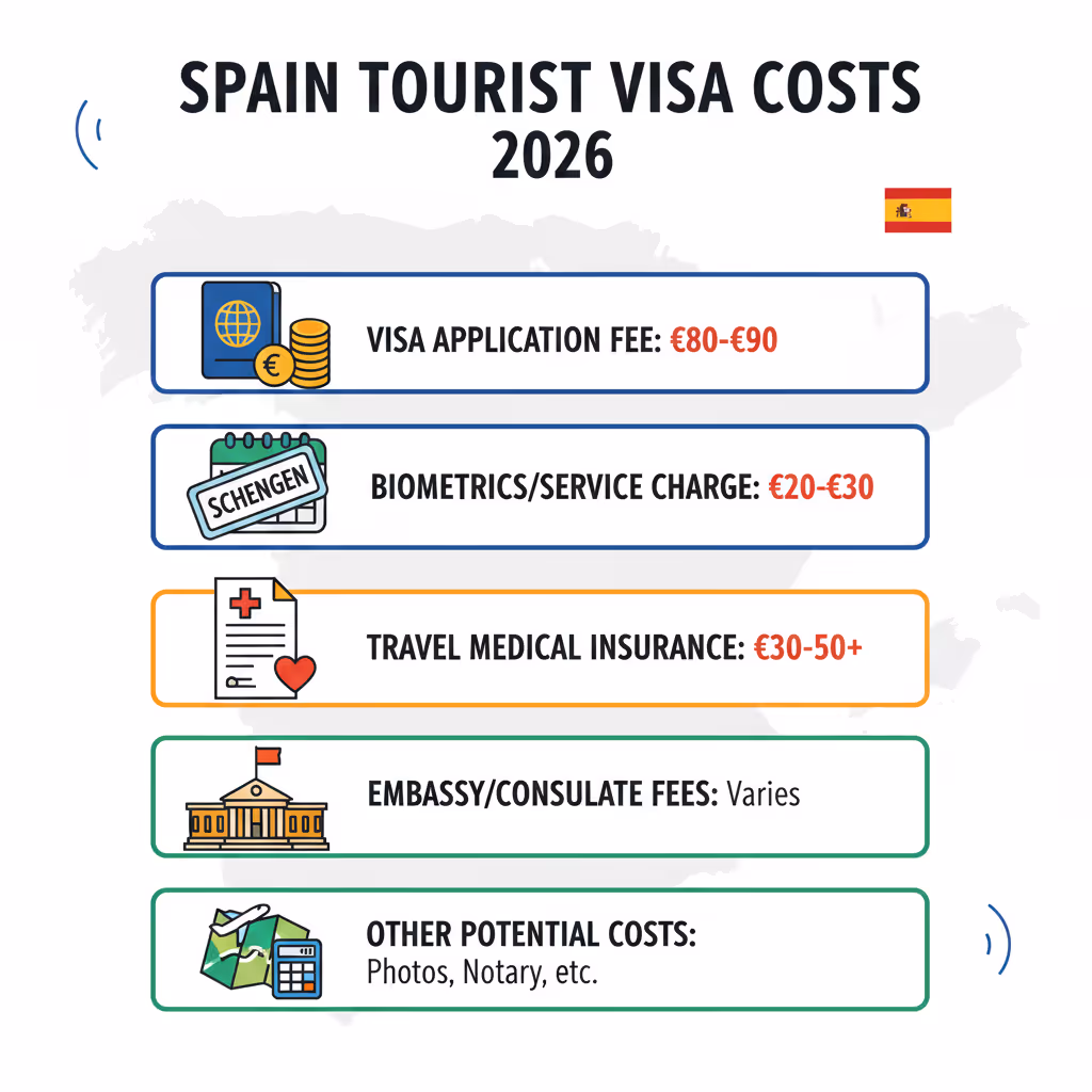 هزینه های لازم برای ویزای توریستی اسپانیا